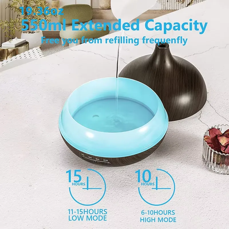 550ml ウッドカラー USB アロマディフューザー、7  - Essential Oils のレビューと価格